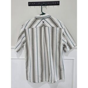 FAT FACE‎ Mens Short Sleeve Button Up Shirt Striped Pocket Casual Size L *FLAW*